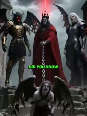 The image features three demonic figures with wings in a dark, fantasy setting. In the foreground, a chained figure looks distressed, while three other figures with dark wings and armor stand behind and above. Text overlayed on the image reads, 'DID YOU KNOW.'