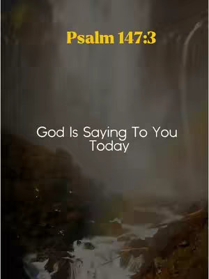 The image has a dark, flowing waterfall scene in the background. The text overlay in yellow is the verse reference and the white text indicating God's today message.