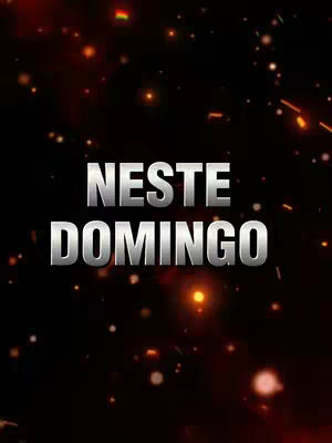The image features text that reads 'NESTE DOMINGO' (This Sunday) in bold, metallic text. The background is dark, with bokeh-style light effects and glowing particles that create a celebratory or energetic atmosphere.
