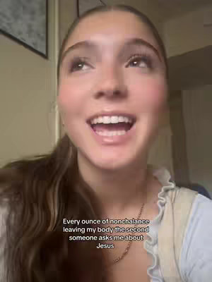 The cover image features a young woman with long brown hair, looking upward with an open mouth and a wide smile. The background is a light-colored interior, and the text overlay emphasizes the subject's joyful expression.