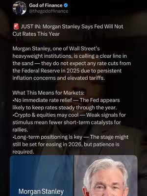 The image presents a screenshot of a social media post, likely a tweet. The post comes from an account titled 'God of Finance' and includes a news headline. Background is a dark gray.