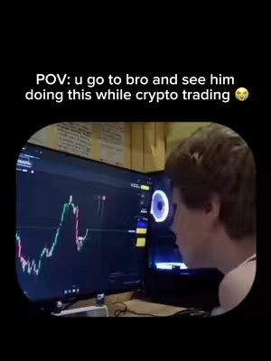 The cover image shows a screen recording of a computer monitor displaying a cryptocurrency trading chart, observed from the side by a young man. The man is turned towards the monitor, seemingly focused on the chart. The image has a black background with the screen and the man’s profile in focus.