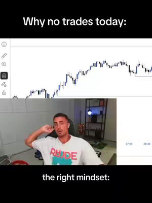 The cover image is divided into two sections and features a man and a stock chart. The top half shows a candlestick chart depicting stock price fluctuations against a white background. Below, the man is seated, wearing a white t-shirt and looking towards the camera. Text is overlaid on this lower section, and the background appears to be part of a room.