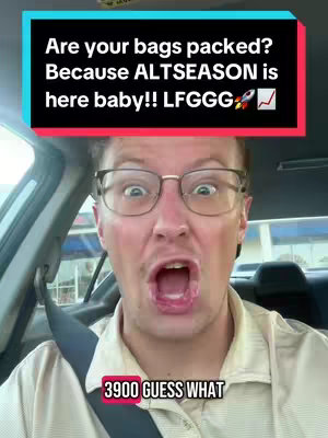 A selfie taken from inside of a car, the creator is looking at the camera with an excited expression, wearing glasses. There is a text overlay at the top.