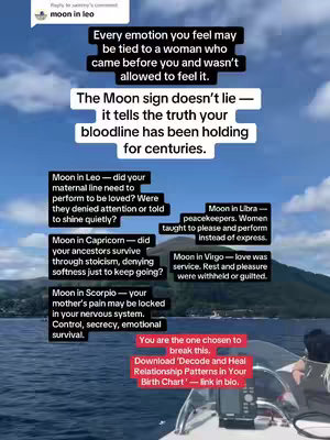A vertical cover image captures a boating scene with a clear blue sky and water. Text overlays in white and red provide astrological insights related to birth charts.
