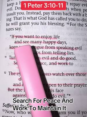 The image shows an open book with text highlighted in pink. A pink highlighter pen is resting diagonally on the page, emphasizing specific phrases. Text in the top left corner labels the scripture being referenced. The overall composition is a close-up shot, focusing on the Bible verses.
