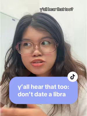 A young woman with dark hair and glasses looks towards the left with a concerned or questioning expression. A text overlay in a rounded rectangle features the text, and the TikTok logo appears on the right side.