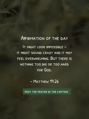 The image features text against a blurred, gradient background. The text is white and in various sizes and fonts, conveying a message of faith and perseverance. The layout is simple, with the text centered, and the color scheme is muted, with greens and a hint of lighter colors. A green button-like element prompts the viewer to read the prayer in the caption.