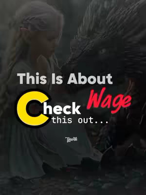 The image features a girl with long blonde hair and a dragon with a green spiky head. Text overlays indicate the topic is about "Wage", with the words "This Is About", "Check this out..." in a stylized format.