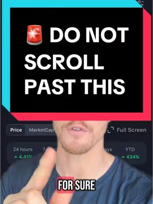 The image shows a man in a blue shirt, pointing towards the viewer with his right index finger. He is positioned in front of a screenshot containing financial data, with text elements overlaid on top. A vibrant hook and tagline are at the top to encourage the audience to stay engaged and the text near the bottom that states 'FOR SURE.'