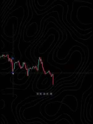 The image shows a dark background with a pattern resembling contour lines. Overlaid on this background is a red and green line graph, depicting fluctuations that suggest a financial chart or trading data.