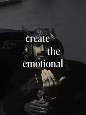 The cover image shows a man with a beard, mustache, and a black hat with text on it. The words "create emotional" are overlaid on the image, using white font.