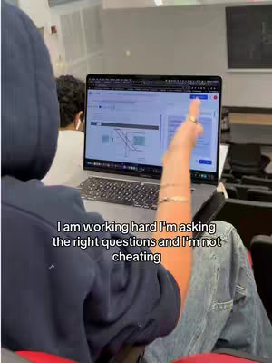 The cover image shows a person from the back, wearing a blue hoodie, sitting in front of a laptop. The person's right arm is raised with the index finger pointing towards the laptop screen. The screen displays what appears to be a scientific diagram or data, possibly related to a study or exam. The background suggests a classroom setting.
