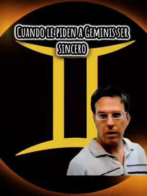 The image is composed of a black and brown background with the Gemini symbol in gold, overlaid with white text. In the bottom right corner, a man with glasses and a serious expression is placed.