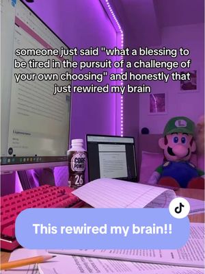 The cover image shows a workspace with a desk, computer screen, and various items. A text overlay in a purple rounded rectangle reads: 'This rewired my brain!!'