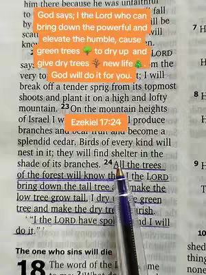 An image of an open Bible with the text highlighted and a pen pointing at the text. The text is a biblical verse about God providing new life.