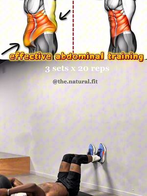 The cover image is split into two sections. The top section features an anatomical diagram of abdominal muscles, segmented into orange and red, to show the different muscles and their functions. The lower section shows a person lying on their back with their legs elevated against a wall, demonstrating an exercise. The background is a simple, non-descript white and grey wall with a very dark grey and black floor.