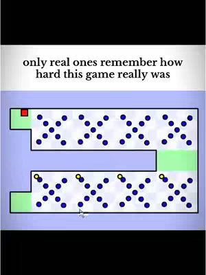 The image shows a screenshot of a retro computer game, likely a puzzle or maze game. The layout consists of a blue background forming a rectangular structure with various shapes and dots overlaid. Text is featured at the top of the image.