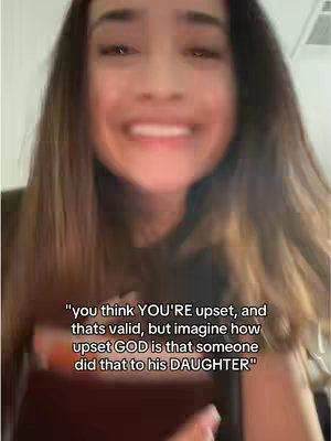 The cover image is a face close-up of a woman with long, light brown hair. She has a warm expression and a slight smile, with visible dimples. The background is blurred, but appears to be an indoor setting with light-colored walls. Overlayed on the image is white text in a sans-serif font. It includes phrases like "you think YOU'RE upset" and the implied emotion.