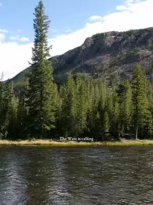 A scenic outdoor shot featuring a river or lake in the foreground. Tall green trees line the shore, with a backdrop of rolling hills under a partly cloudy sky. The water is dark and reflects the surrounding environment. The image portrays a sense of nature and tranquility.