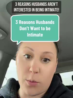 A woman is shown in a selfie-style shot, likely inside a car. She has a neutral expression, looking directly at the camera. Two text overlays are present: one above her head, containing text within a dark gray rectangle, and another, more prominent one in a teal speech bubble shape, also with text. The background appears to be a blurred, indistinct car interior.