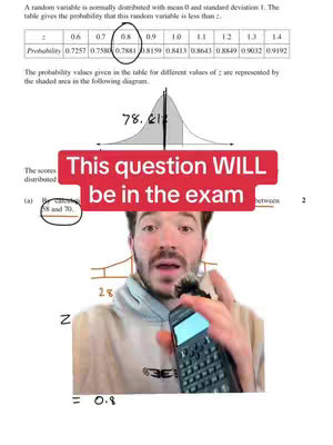 The image features a man holding a calculator while a math problem is visible in the background. A red banner overlayed on the image states "This question WILL be in the exam".
