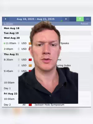 A man is centered in the frame, looking directly at the camera with a neutral expression. Behind him, a calendar or scheduling interface is partially visible, detailing dates from August 18th to August 22nd, 2025.
