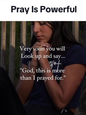 The cover image features a woman with a muted complexion in a contemplative pose, set against a blurred background. Her hands are clasped in front of her chest. Overlayed text in white font reads a prayer-related message.