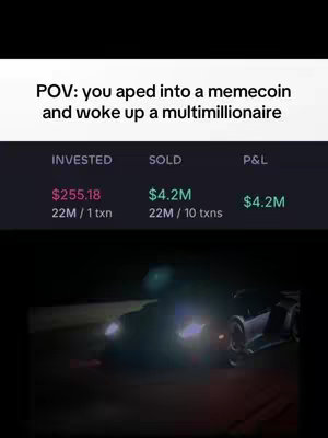 The cover image shows a night scene with two Lamborghinis, their headlights illuminating the road. Overlayed on the image are text indicating a financial transaction with gains and losses from a crypto-related investment.