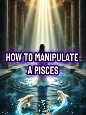 A digitally created image depicting a woman from the back in a fantasy like setting. The scene is bathed in a warm light that shines from above the character. Below the figure the image contains a pool of water and a zodiac symbol sign. The background contains pillars and a cloudy sky.