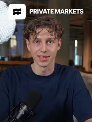 The cover image features a young man with curly hair, wearing a dark blue shirt, positioned in front of a microphone. The background is blurred, suggesting an indoor setting. In the upper left corner, there's a logo and the text "PRIVATE MARKETS" is overlaid on the image.
