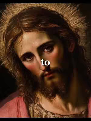 A close-up of a classical painting depicting the face of Jesus, with long brown hair, a beard, and a halo around his head. The word "to" is overlaid on the image.