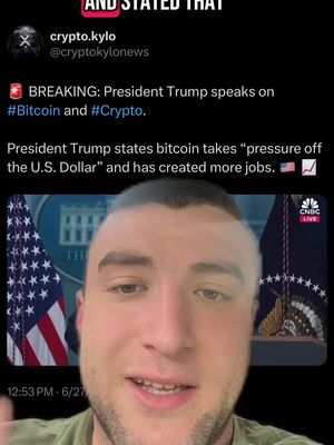 The cover image is a vertical screen recording, with the creator's face partially overlaid on the left-hand side. The background shows a news report with the American flag and a part of a white building, possibly The White House or a similar government building. Text overlays include the news breaking title and the name of the news outlet. Under the image, there's a time and date.