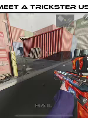 The cover image shows a first-person perspective from a video game. The view is down a path in what appears to be a shipping yard, with red cargo containers lining the walls. The player is holding a colorful, stylized weapon, ready to engage. The image is slightly stylized with enhanced colors and contrast.
