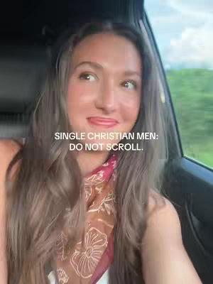 The cover image shows a woman sitting in a car, looking towards the viewer. Overlaid on her image is bold text with the message 'SINGLE CHRISTIAN MEN: DO NOT SCROLL.'