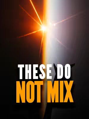 An abstract image featuring a bright light emanating from the top center, casting light streaks and beams across a dark background. White and orange text overlayed near the center of the image.
