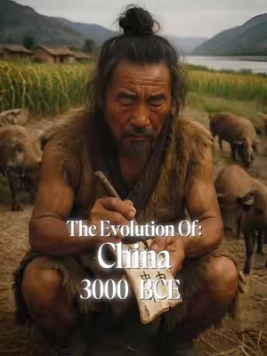 An image showing a man in ancient clothing holding a paper he is writing on. There are pigs in the background, and the title of the video is over laid on the image.
