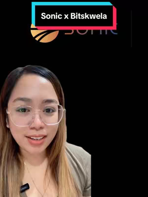 A woman with glasses smiles at the camera, with the top of the screen showing a text overlay reading 'Sonic x Bitskwela'. The background is black.