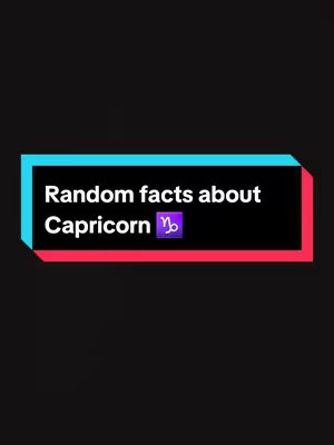 A black background with a central rectangular box. The box has a blue upper and lower border and a red outline. White text within the box reads, 'Random facts about Capricorn' with the Capricorn symbol after the word. The Capricorn symbol is purple.
