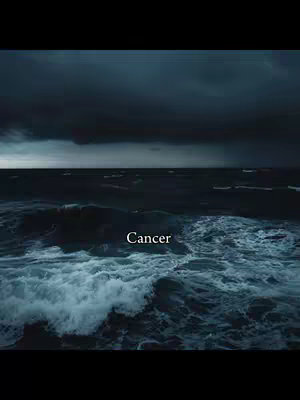 The cover image displays a dark ocean under a stormy sky, with the word "Cancer" overlaid on the water. The overall composition evokes a sense of drama and mystery.