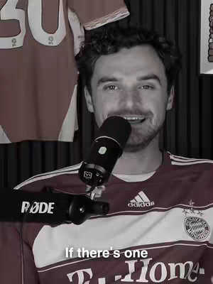 A medium shot, in grayscale, features a man speaking into a microphone. He is wearing a red and white jersey, possibly a soccer jersey, with the Adidas logo visible. Behind him, a jersey is hanging over the top. Text overlay at the bottom reads 'If there's one'.
