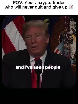 A video still featuring former US President Donald Trump speaking, with text overlays. The backdrop includes US flags, indicating a formal setting. The image is framed in a vertical aspect ratio and appears to be a direct capture from a speech.