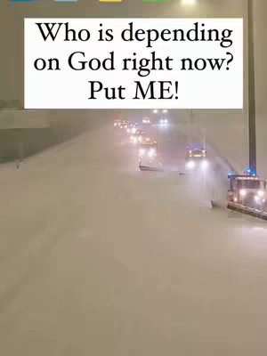 A snowy highway scene with emergency vehicles and headlights visible, with a text box overlay.
