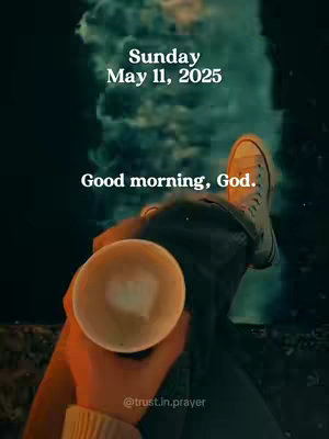 The image features a person holding a coffee cup with a heart-shaped foam design. The person's legs and feet, wearing a light-colored shoe, are in the background with a bokeh of lights, and text overlays in a vertical layout, indicating the date and greeting.