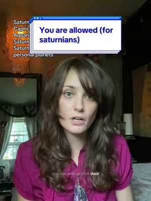 The image shows a woman against a blurred background, with a displayed text overlay resembling a computer window. The overlay reads "You are allowed (for saturnians)". The woman, with fair skin, long brown hair, and an open mouth, seems to be speaking. She wears a pink blouse and has a necklace. The composition is a close-up, with focus on the words and the woman's face.