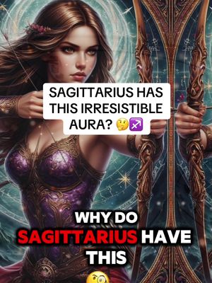 The cover features a digitally rendered image of a woman as a central figure. She is poised as if drawing a bow, an archer facing what appears to be a celestial or patterned background. Text overlays are placed strategically to engage viewers. The color scheme is dominated by a purple and gold palette, enhancing the mystical theme. The overall design combines fantasy elements with astrological symbols and prompts.