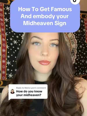 A young woman with long brown hair and light eyes looks towards the camera. She is positioned in front of a black and white patterned tapestry. A superimposed blue banner provides the video's title.