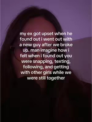 The cover image is a selfie of a person with brown hair, taken from a close angle. A text overlay that appears to be narrating a situation, is placed over the image. The background seems blurred, with a gradient of purple and pink hues.