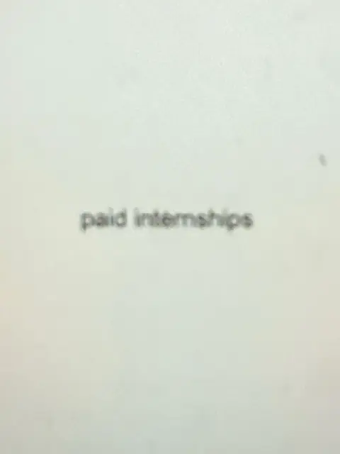 A plain, blurred, light-colored background with gray text reading "paid internships" in the center.