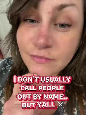 A close-up shot of a woman's face. The person has light skin, brown hair, and slightly reddish skin. The text overlay on the image is in a vibrant, two-toned red and white font.